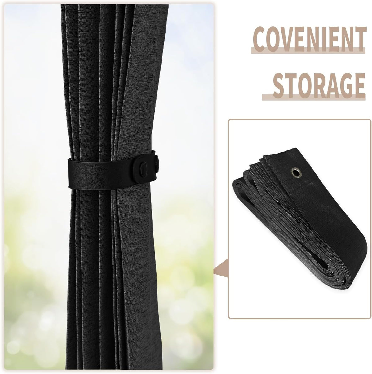 Vatge Doorway Curtains Privacy - Black Curtains for Closets Without Doors Room Divider for Doorway, Hanging Privacy Curtain Wall for Room Separation,1 Panel with Tieback, W52 x L78, Black
