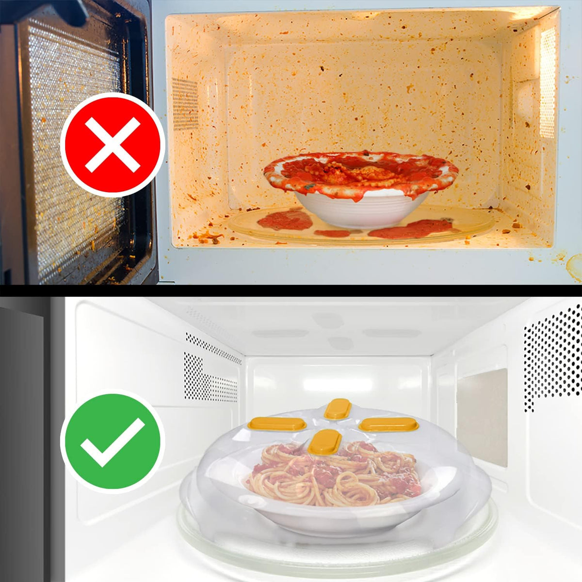 Magnetic Microwave Cover for Food | Clear Microwave Splatter Cover | Microwave Plate Cover with Steam Vents | Food Grade Dish Cover | BPA-Free | Dishwasher Safe | Orange