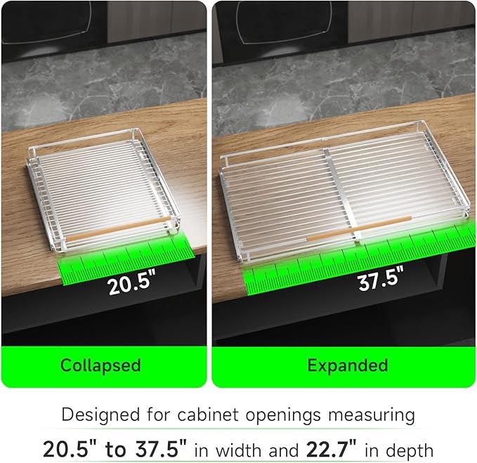 Expandable Pull Out Drawers for Cabinets, Kitchen Cabinet Slide Out Shelves, Adjustable Roll Out Drawers, X-Large 2 Pack