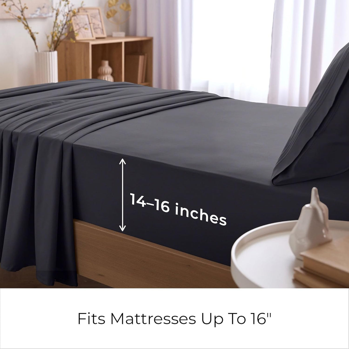 Mellanni Twin XL Sheets Set - 3 PC Iconic Collection Bedding - Hotel Luxury, Extra Soft, Cooling Bed Sheets - Wrinkle, Fade, Stain Resistant (Twin Extra Long, Charcoal)