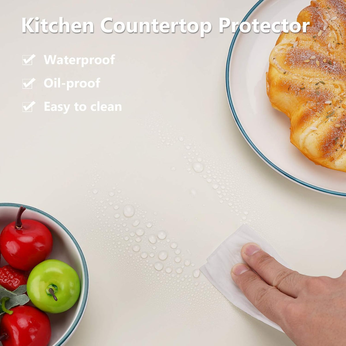 Gartful 25"x 17"x 0.03" Silicone Mats for Kitchen Counter, Large Silicone Countertop Protector, Nonskid Heat Resistant Desk Saver Pad, Multipurpose Mat, Placemat, Beige