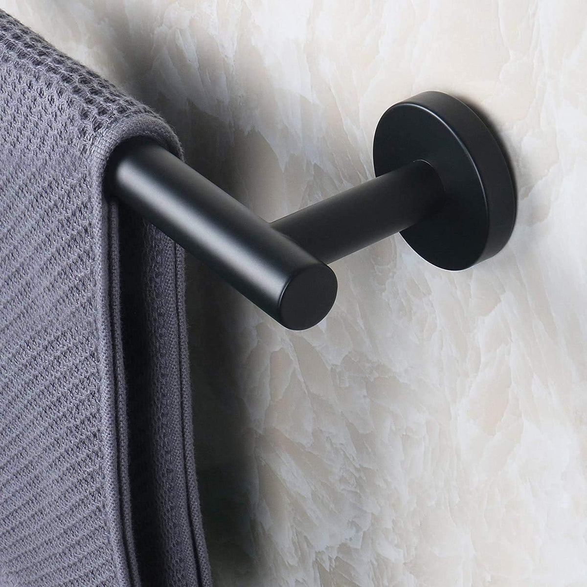 NearMoon Bathroom Towel Bar, Bath Accessories Thicken Stainless Steel Shower Towel Rack for Bathroom, Towel Holder Wall Mounted (1 Pack, Matte Black, 9 Inch)