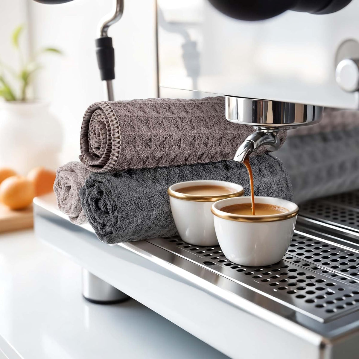 4 Pack Barista Microfiber Cloths 12”x12” Barista Towels Professional Cleaning Towels for Espresso Machines, Steam Wands Countertops Coffee Bar Accessories