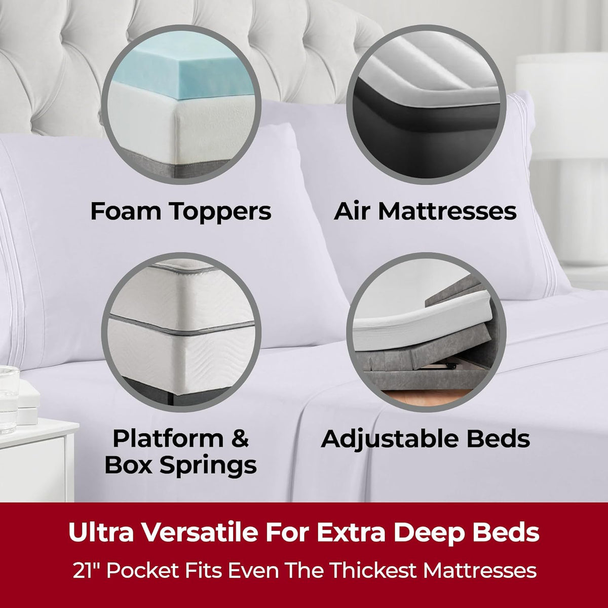 Mellanni Extra Deep Full Sheets - 4 PC Iconic Collection Bedding - Hotel Luxury, Ultra Soft, Cooling Bed Sheets - Wrinkle, Fade, Stain Resistant (Full, Lavender)