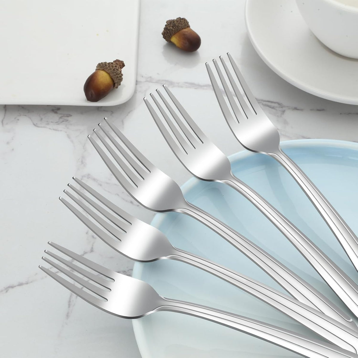 BEWOS 24-Piece Salad Forks, 7.1-Inch Forks Silverware Set, Stainless Steel Small Forks, Dessert Forks Bulk, Metal Forks, Salad Fork Set, Appetizer Forks, Silver Fork, Dishwasher Safe, Mirror Polished