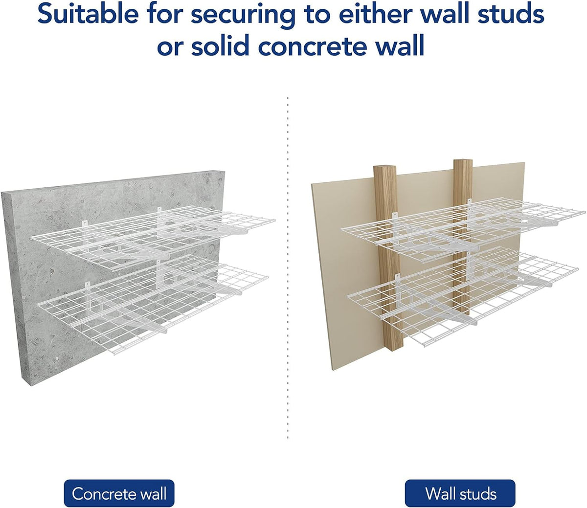 FLEXIMOUNTS 2-Pack 2x4ft 24-inch-by-48-inch Wall Shelf Garage Storage Rack Wall Mounted Floating Shelves, White