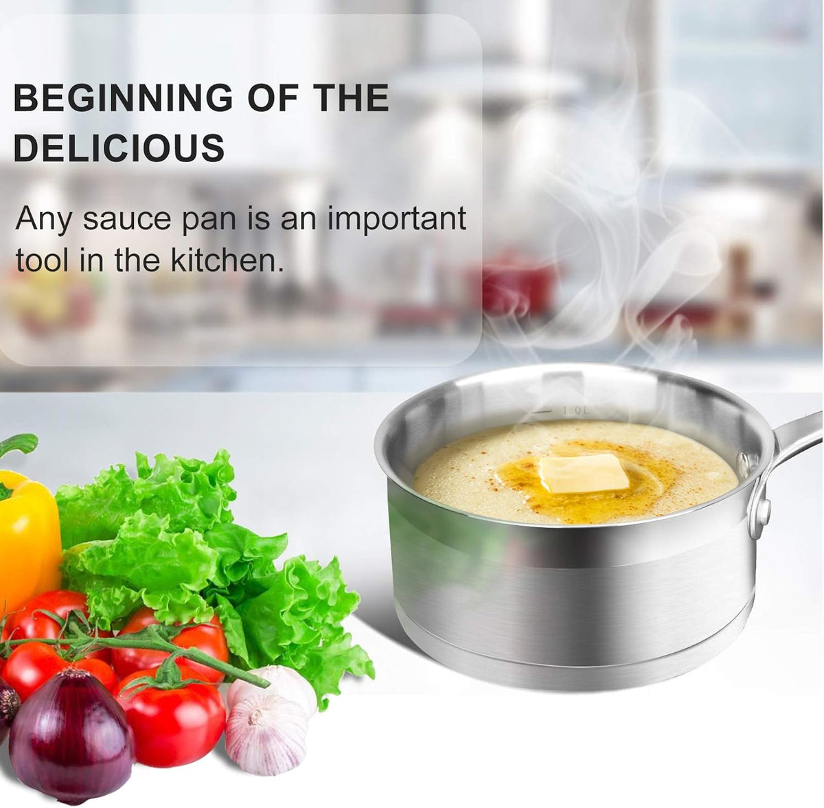 Duxtop Professional Stainless Steel Sauce Pan with Lid, Kitchen Cookware, Induction Pot with Impact-bonded Base Technology, 1.6 Quart