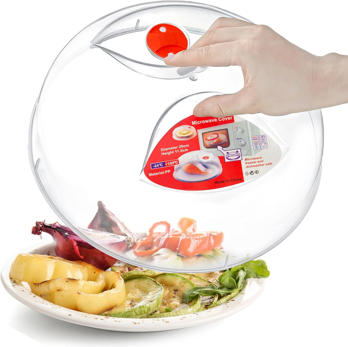 Large Microwave Cover for Food Easy Grip Microwave Splatter Cover Guard Lid with Steam Vent and BPA Free & 11.5 Inch, Dishwasher Safe