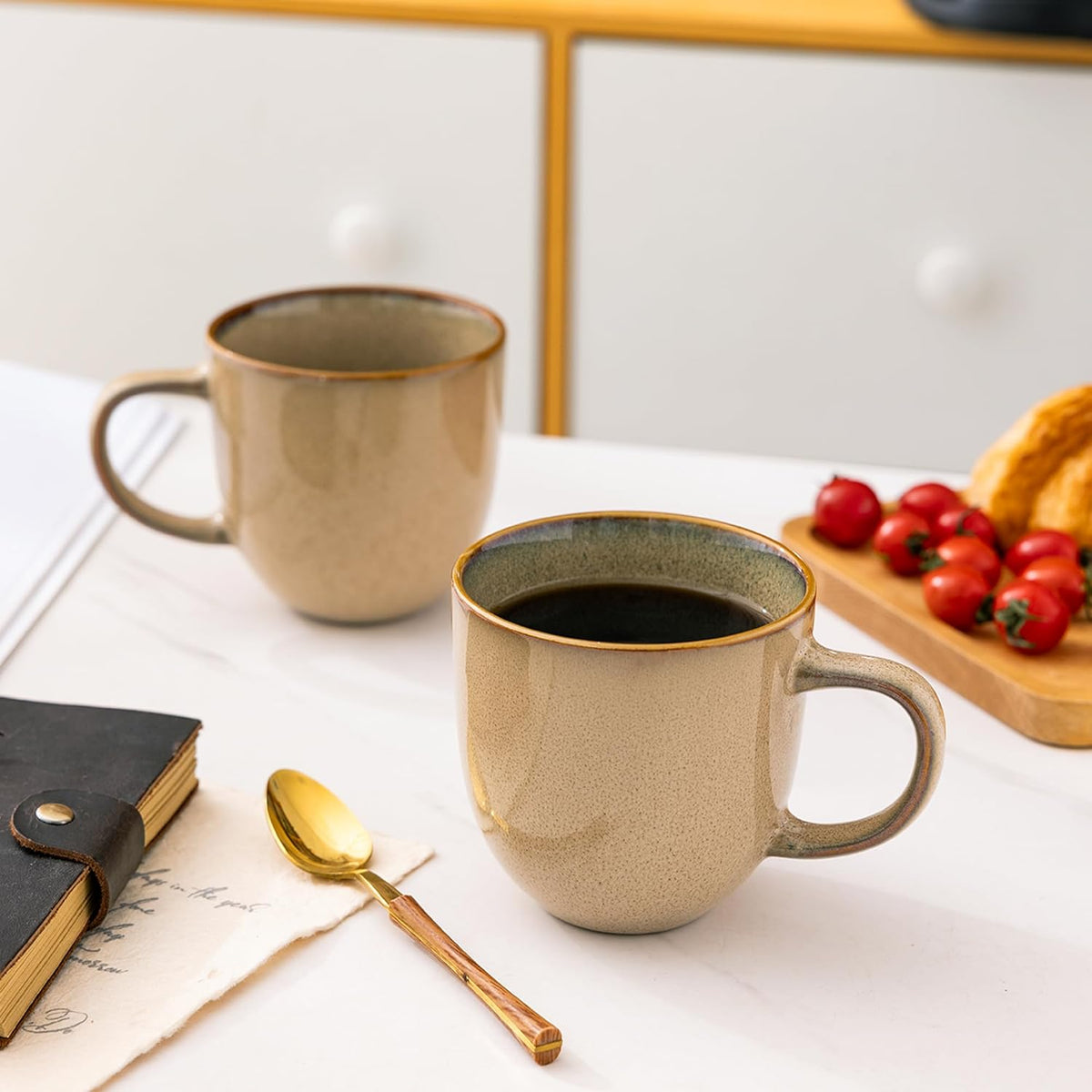 AmorArc 12oz Coffee Mugs, Ceramic Coffee Mugs set of 6 for Man, Woman, Dad, Mom, Modern Coffee Mugs with handle for Latte/Cappuccino/Milk/Cocoa. Dishwasher&Microwave Safe Latte