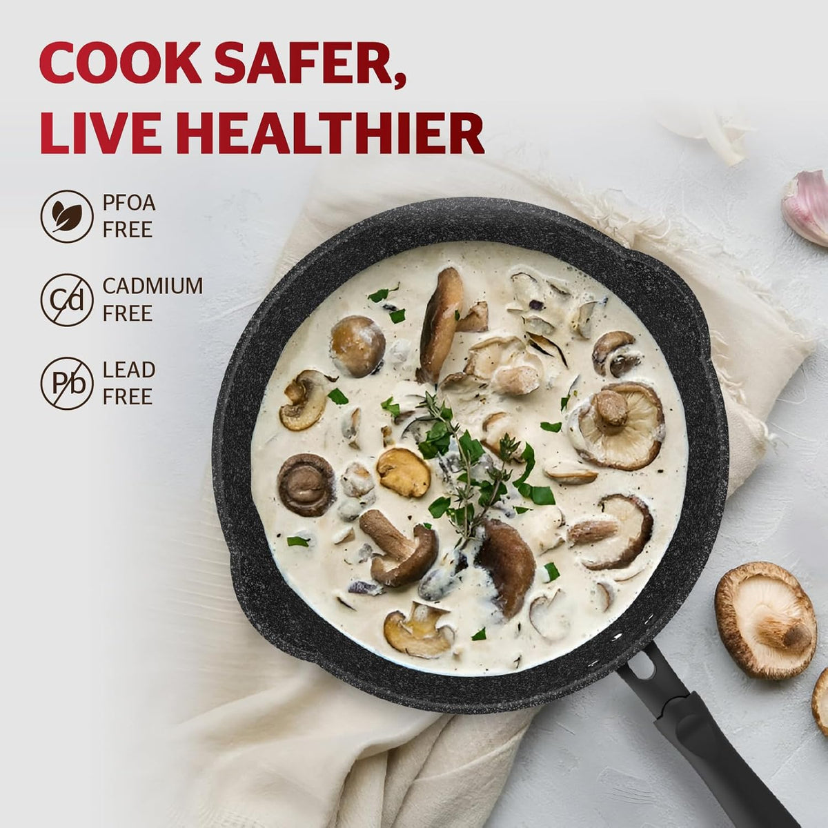 Sunhouse – 11 Inch / 28 cm Non-Stick Deep Frying Pan with Double Pour Spouts, 5-Layer Whitford Non-Stick Coating, PFOA-FREE, Stay-Cool Handle, Induction Compatible with All Cooktops
