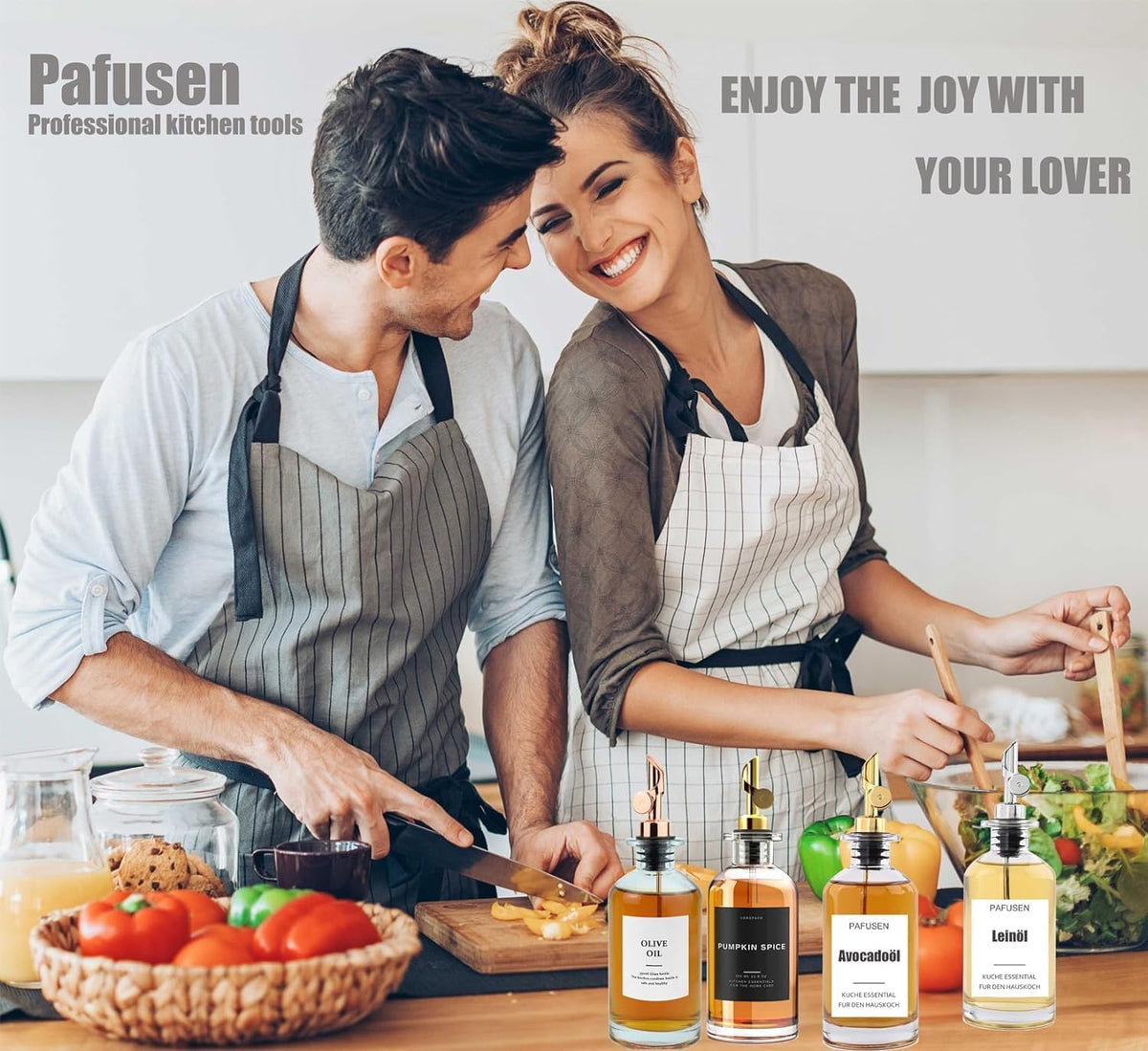 Pafusen 6 Pack Auto Flip Olive Oil Dispenser, Liquor Pour Spout, Oil Dispenser for Kitchen, Easily Turn Your Bottles into Dispensers for Liquor, Coffee Syrup or Oils, Weighted Pourer, Rose Gold