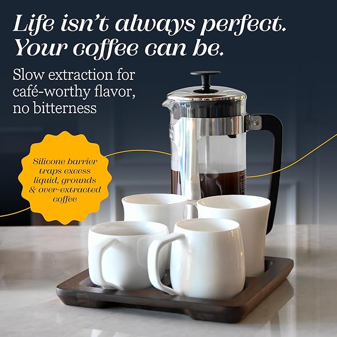 ESPRO - P5 French Press Coffee Maker – Patented Double Microfilter for Sludge and Grit Free Coffee, Black, 32 oz