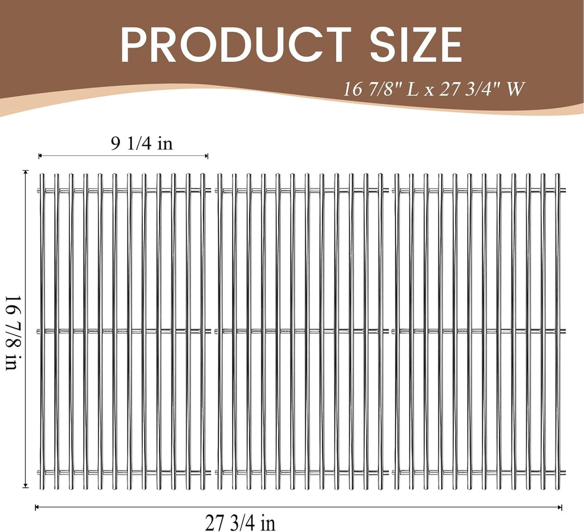 SF876C (3-Pack) 16 7/8" Stainless Steel Cooking Grid for Charbroil 463441312, 463432215 463461613 463436214 463436215 463441514 463440109 463436213 463420508