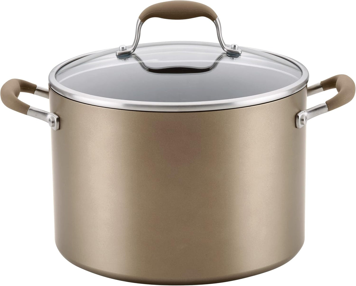 Anolon Advanced Home Hard-Anodized Nonstick Wide Stock Pot/Stockpot (10-Quart, Bronze)