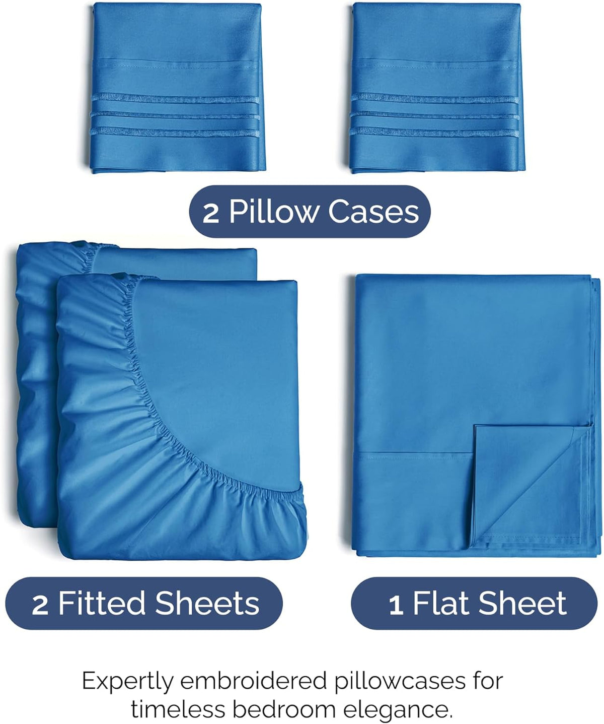 Split King Size 5 Piece Sheet Set - Comfy Breathable & Cooling Bed Sheets Set - Hotel Luxury Bedding for Women, Men, Kids, Teens, Boys & Girls - Deep Pockets and Wrinkle Free - Oeko-Tex - Royal Blue