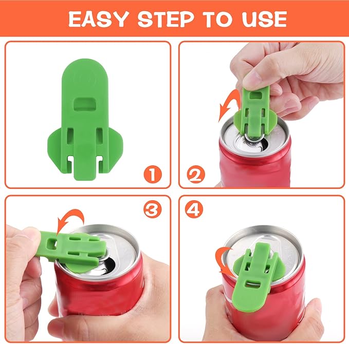 12 Pieces Manual Easy Can Opener, Soda Beer Can Opener Beverage Can Top Ring Opener Tool, Leakproof Soda Can Cover Can Openers for Pop, Coke, Beer, Soda, Aluminum Beverage