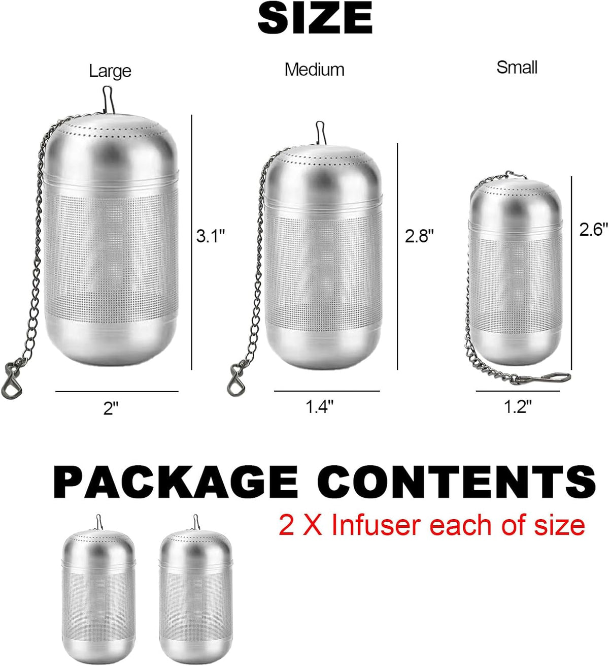 2PCS Medium Size Stainless Steel Tea Infuser Wide Mouth Bottles.,Compatible with Stanley,Hydro Flask, Iron Flask, Takeya, ThermoFlask