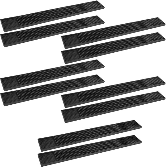 10 Pack Rubber Bar Mats, 24" x 3.15" Black Bar Service Mat, Spill Mat for Countertop, Bartending, Rubber Bar Mats, Efficient and Stylish Solution for Every Bartending Need,by KUKLIPJIM