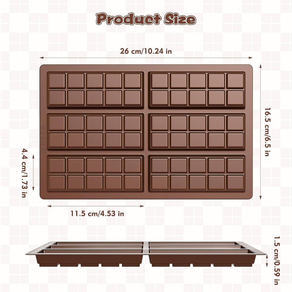 Chocolate Bar Mold, Silicone Dubai Chocolate Bar Mold, Non-Stick Chocolate Bar Molds, Deep Chocolate Bar Mold for Dubai Chocolate Bar Pistachio, Candy, Milk Chocolate Bar