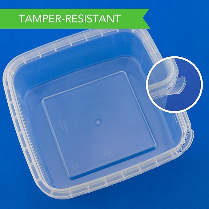 NYHI 40 Pack Square Clear Deli Containers with Lids Disposable BPA Free Square Plastic Food Storage Containers with Lids Airtight for Meal Prep Take Out Kitchen (8 oz)