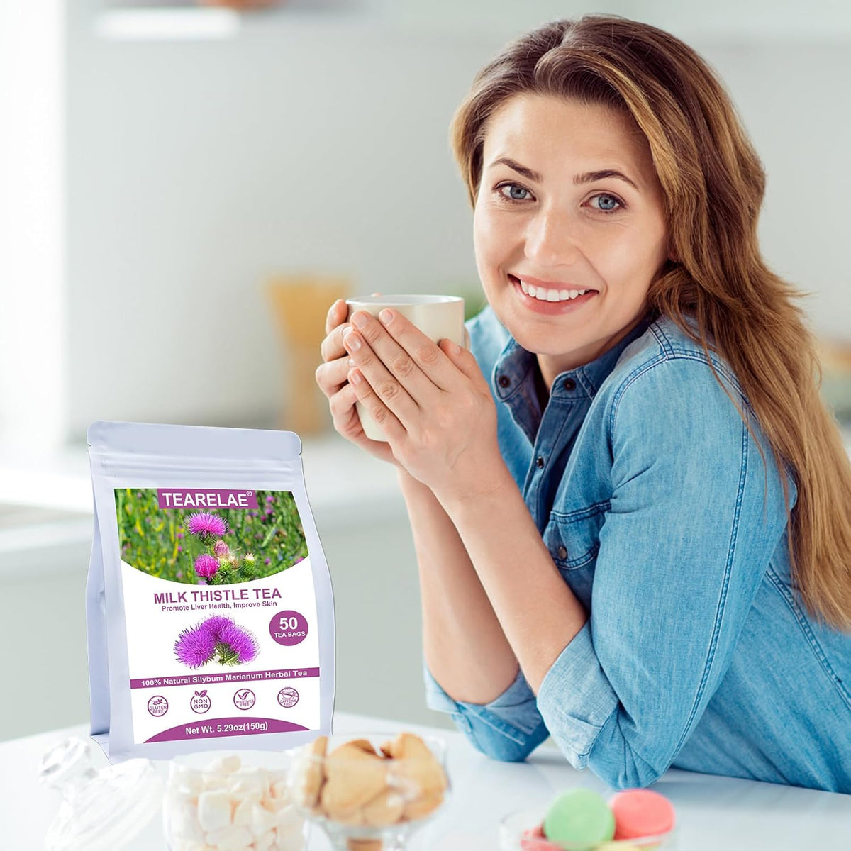 TEARELAE - Milk Thistle Tea - 3g x 50 Count - 100% Natural Milk Thistle Seeds Tea Bags - Non-GMO