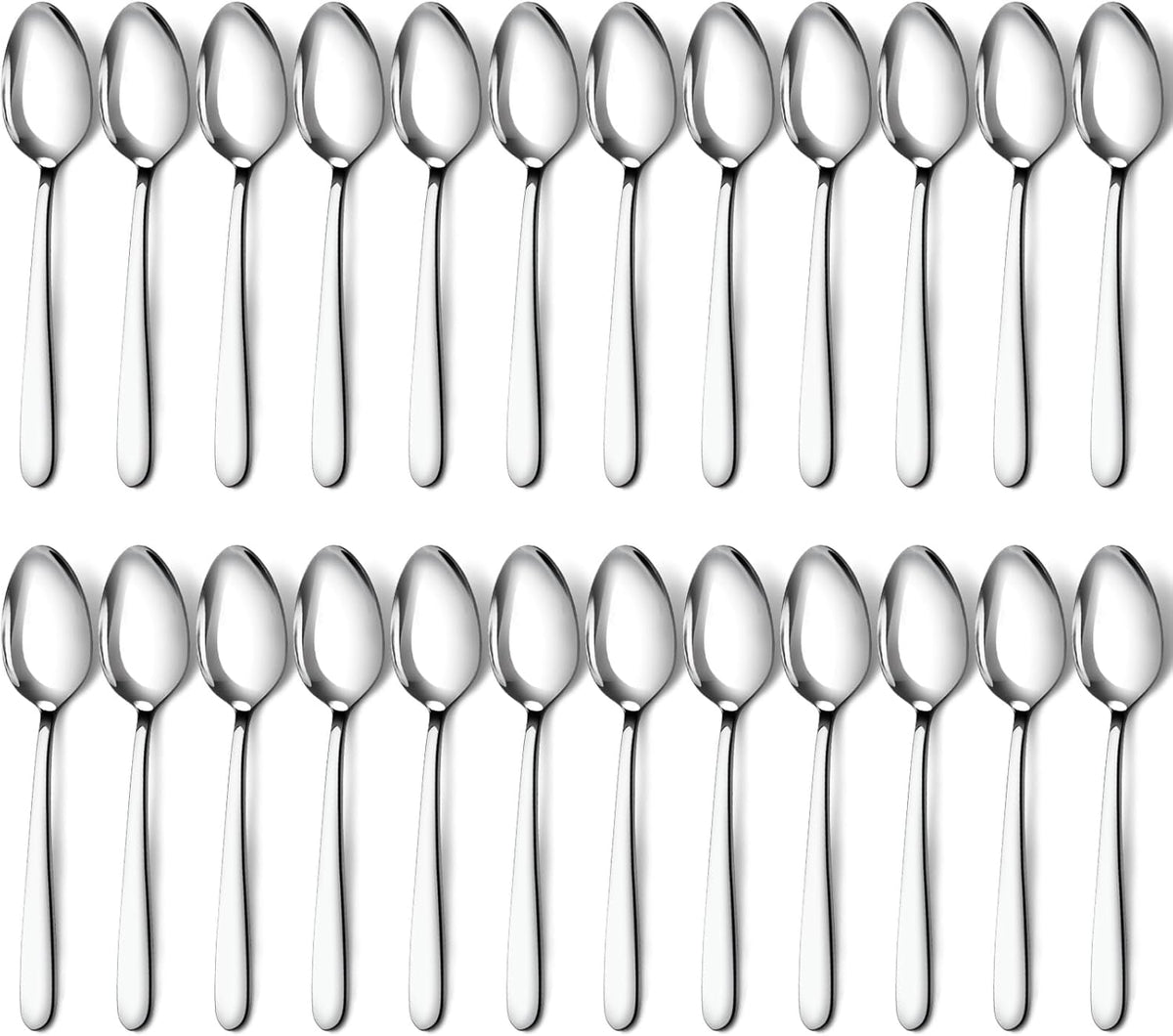 Pleafind 24 -Pcs Dinner Spoons, 7.4 inch Spoons Silverware, Stainless Steel Spoons Set, Silver Spoons, Silverware Spoons Use for Home, Kitchen, Restaurant,Dishwasher Safe, Mirror Polished