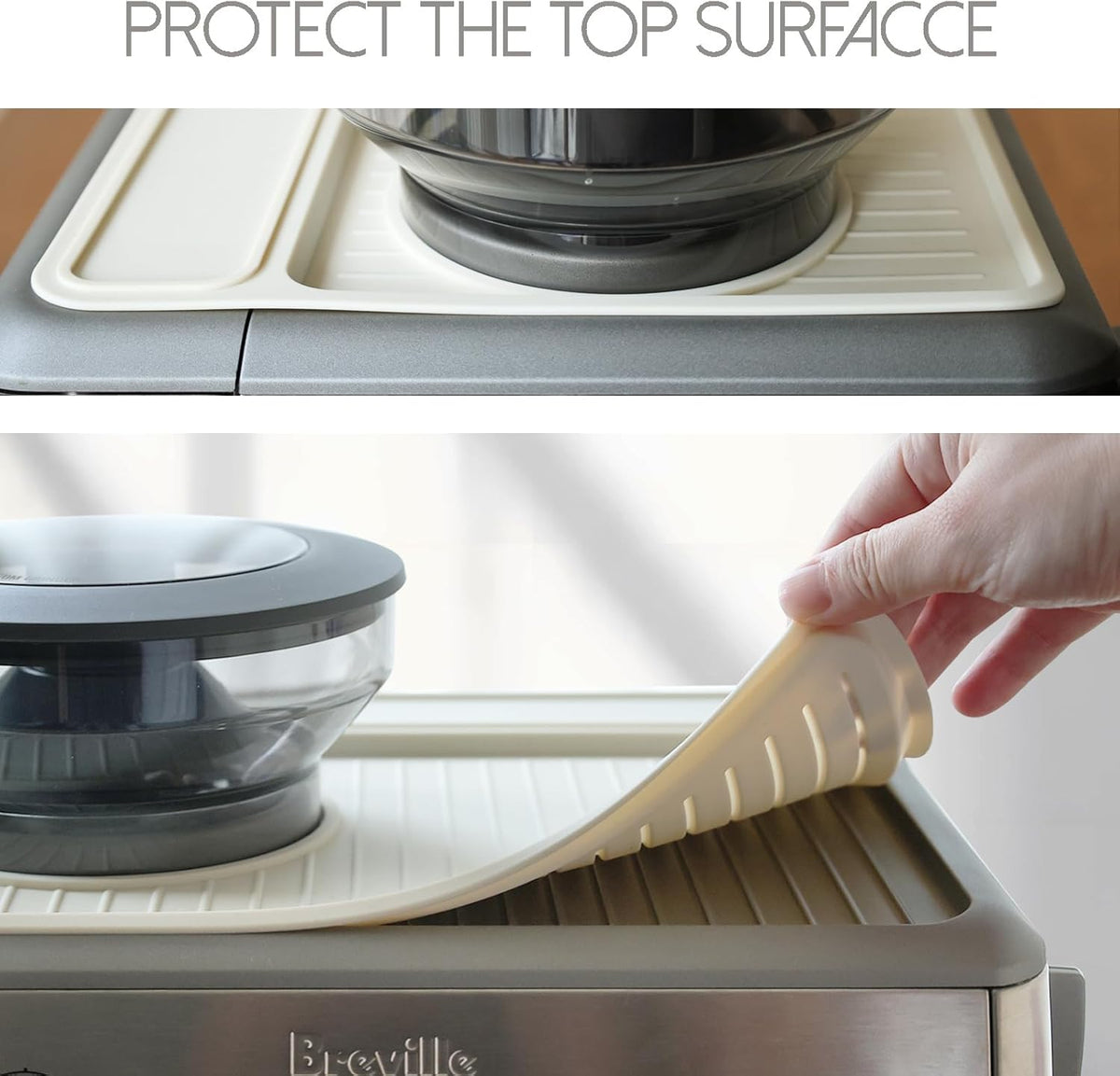 NOTSEK Tamping Mat for Breville 870/880, Silicone Top Mat for Breville Espresso Machine Accessories, Prevent Scratching, Beige