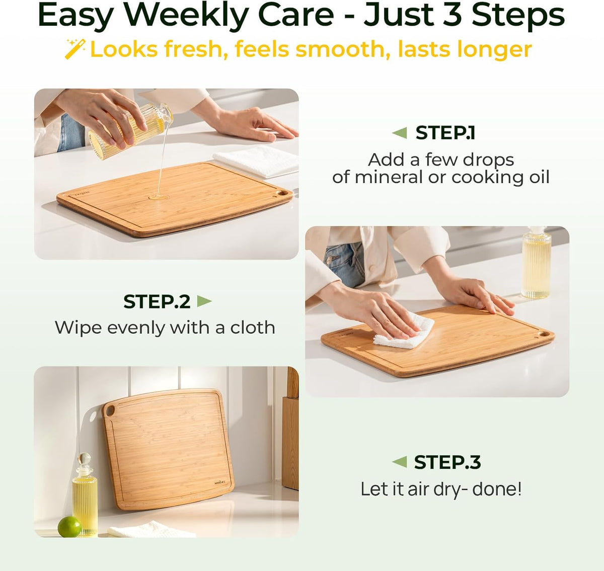 Dishwasher Safe Bamboo Cutting Boards 15.4x11.7in Heat-Resistant Chopping & Charcuterie Board with Juice Groove, Durable Lightweight Kitchen Essentials for Meat, Vegetables, Easy Clean