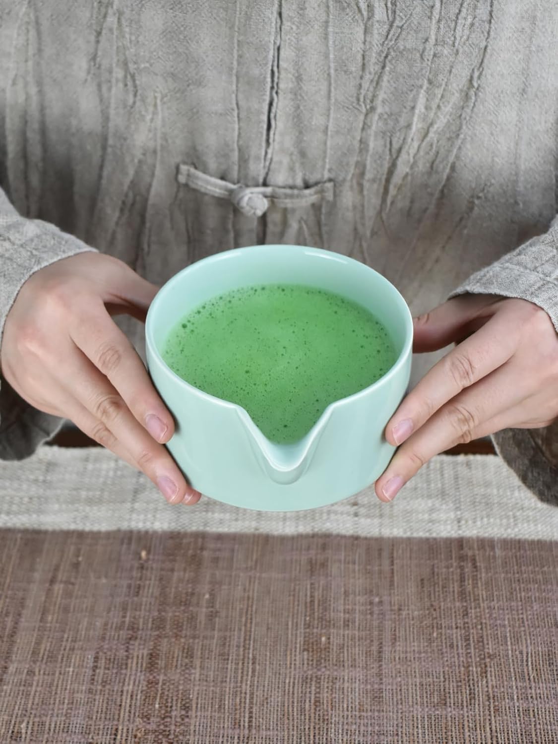 Artcome Premium Matcha Tool Set – Includes Matcha Bowl with Pouring Spout, Whisk, Whisk Holder, Tea Scoop & Matcha Manual - Green