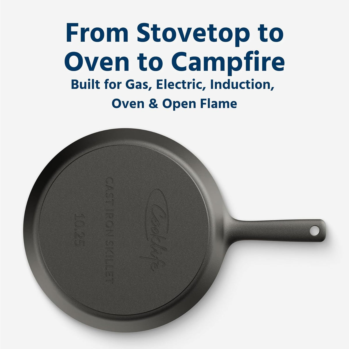 COOKLIFE 10 Inch Lightweight Pre-Seasoned Cast Iron Skillets with Handle Cover - Smooth Polished Surface, Easy to Clean Cast Iron Pan Use in the Oven, on the Stove or Grill, Over a Campfire