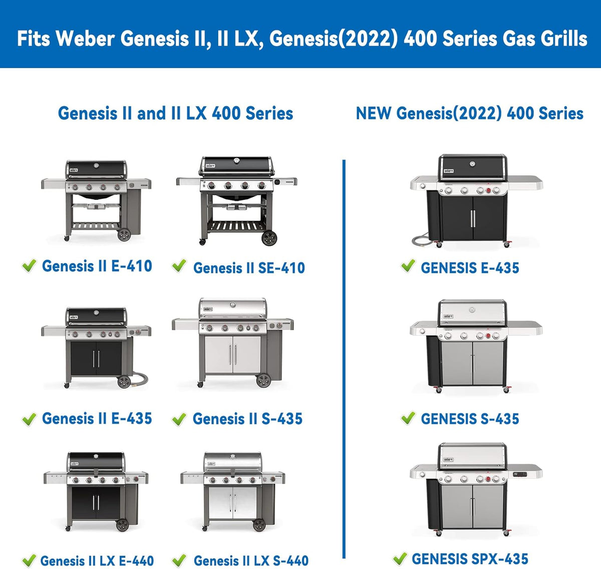 Stanbroil Cast Iron Cooking Grate for Weber Genesis II and Genesis II LX 400 Series Gas Grills - Grill Grid Grate for Genesis 2022 Genesis E-435, Genesis S-435, Genesis SPX-435, Set of 3