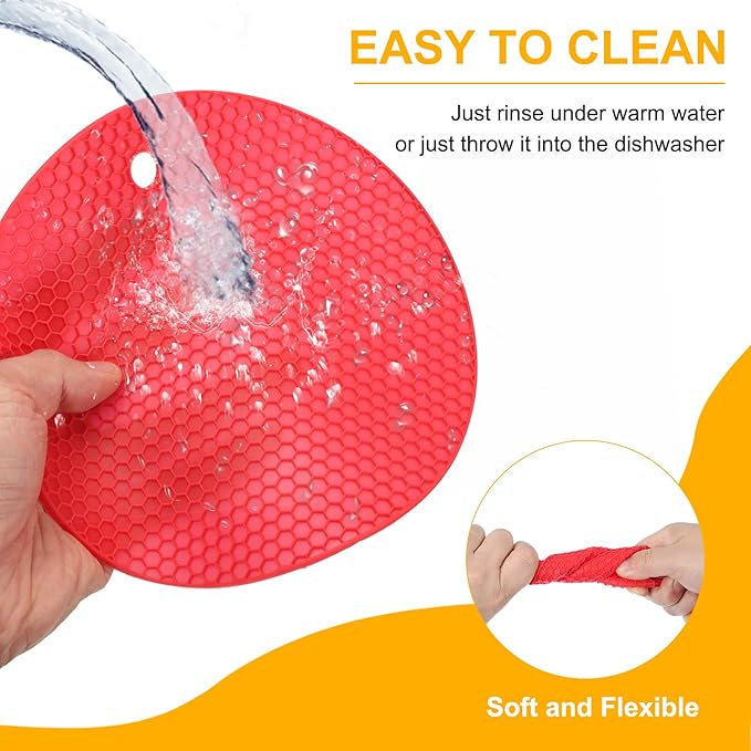 uxcell 3pcs Silicone Jar Opener Pads, 17.5cm/7" Texture Can Opener Multipurpose Round Bottle Lid Opener Non-Slip Coasters for Weak Hands Seniors Children, Pink, Orange, Red