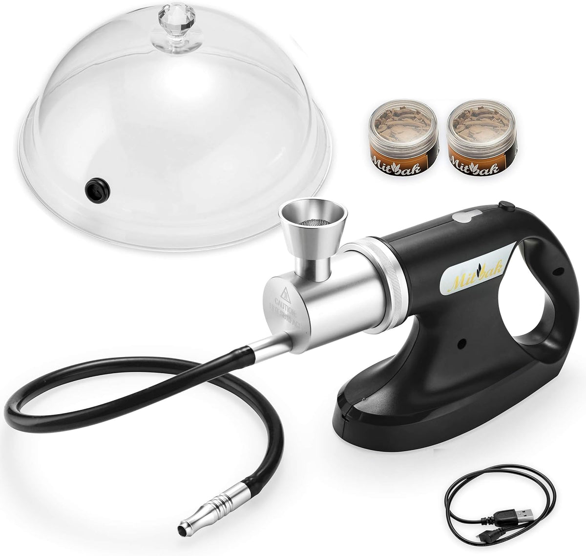 Mitbak Cocktail Smoker Kit With Dome Lid, Woodchips, and Portable Smoking Gun - Indoor-Outdoor Smoke Infuser for Whiskey and Bourbon - Excellent Gift for Men