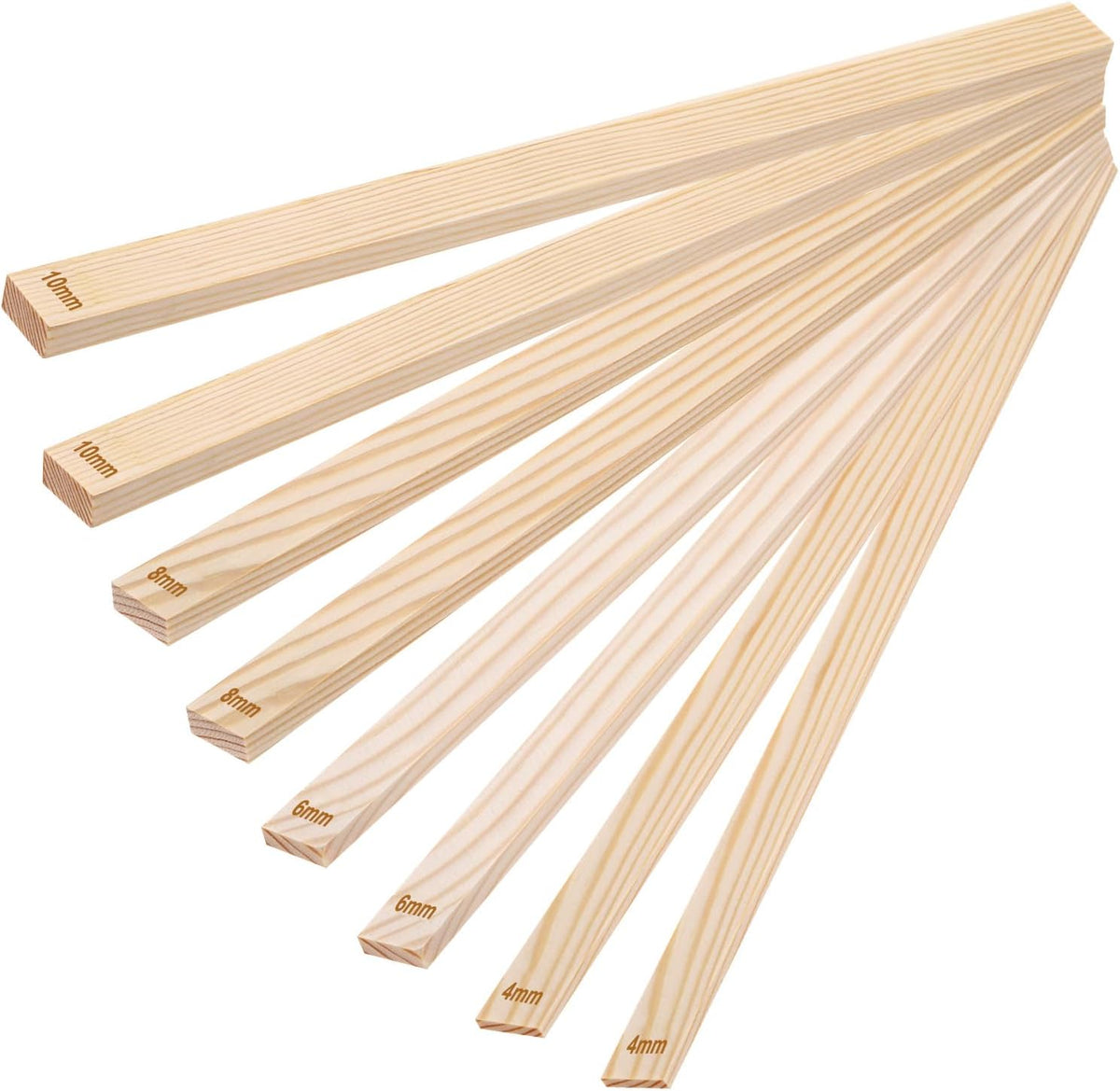 MECCANIXITY 8Pcs Pottery Teaching Rolling Mud Stick Guides, 13" x 0.8" Wood Clay Roller 4 6 8 10mm Thick Ceramic Tools Strips Rolling Guides for Clay Thickness DIY Craft