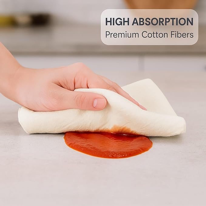 Dish Cloths Cotton| Dish Towels Absorbent and Lint Free Flour Sack| Dishcloths for Kitchen Washing Dishes| Fast Drying Dish Rags| 12 Pack 13 inch x 13 Inch Natural