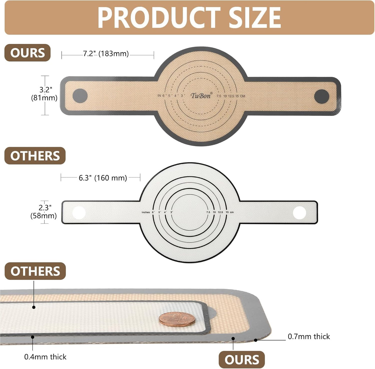 TuBon 8.3" Silicone Bread Sling for Dutch Oven - 1pcs Non Stick Reusable Baking Mat with Handles, Perfect for Sourdough Bread, Round Pizza, Artisan Loaf - Easy Clean, Odor Free, Heat Resistant