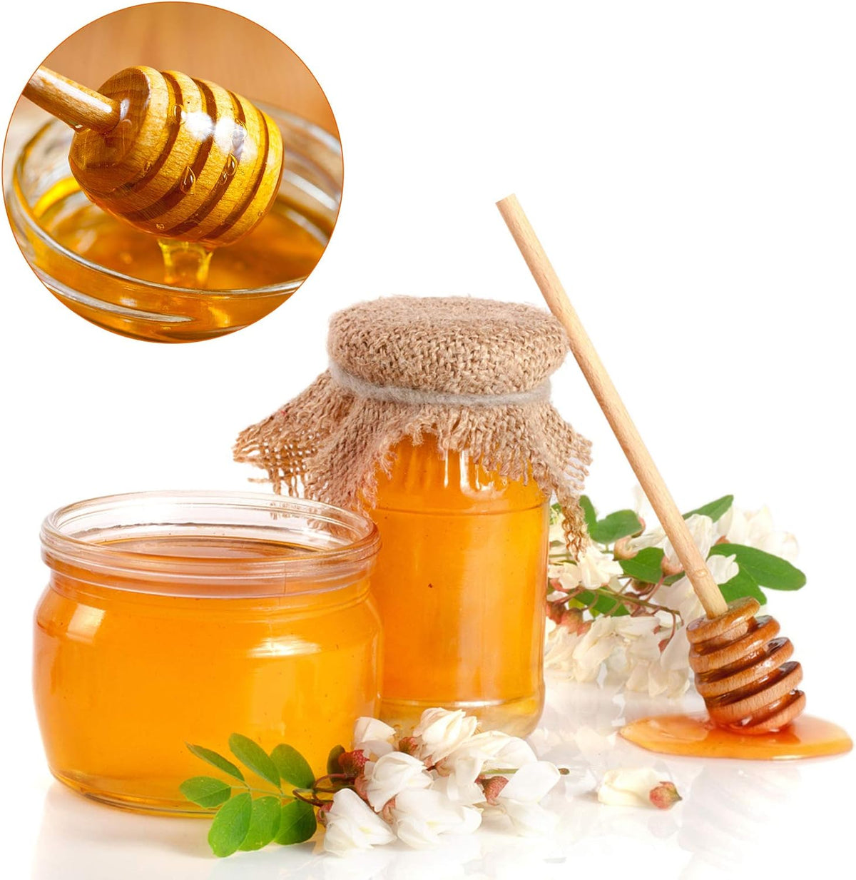 51 PCS Honey Sticks Dipper, 3 Inch Mini Wooden Honeycomb Sticks, Small Honey Stirrer Stick, Honey Sticks for Honey Jar Dispense Drizzle Honey and Wedding Party Favors Gift