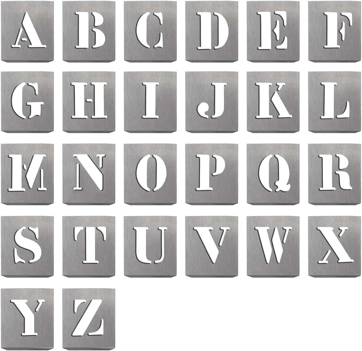 HAUTMEC Vintage Aluminum Letters Stencils, A to Z Aluminum Stencils & Holder, 2"(50mm) Letters, Shop Stencil, Advertising Stencilling, Craft-Printing, Reusable HD00001