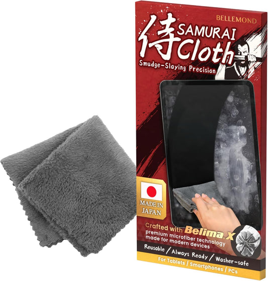 BELLEMOND「Samurai Cloth」Japanese Microfiber Cleaning Cloth | Washable, Reusable, Lint Free Cloth for Phones, Laptops, Lenses, Screens & Electronics | Made in Japan | Small