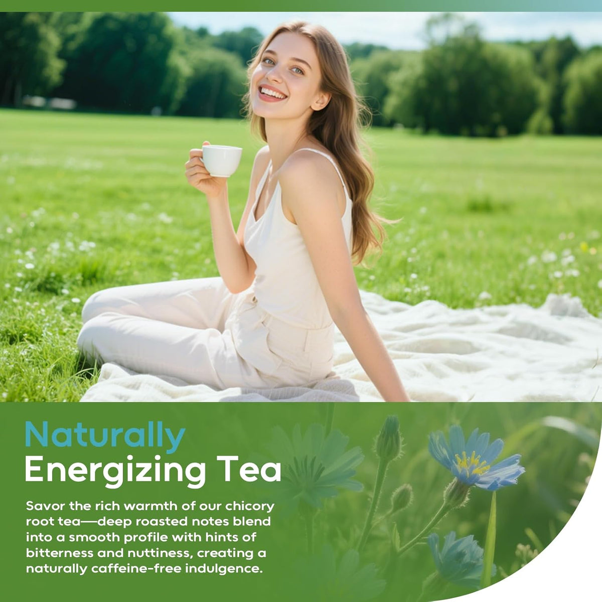 FullChea - Chicory Root Tea, 50 Teabags - Pure Chicory Root Herbal Tea - Coffee Alternative - Non-GMO - Caffeine-free - Support Liver Health & Rich in Antioxidants