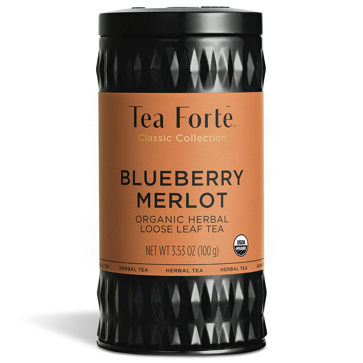 Tea Forte Blueberry Merlot Premium Organic Loose Leaf Caffeine-Free Herbal Tea Blend Canister, Makes 35-50 Cups