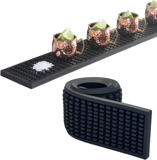 Bar Rail Mat 24x3. Non-Slip Serving Rubber Bar Mats for Countertop. 0.4" Thick Large Bar Service Spill Mat for Bartending, Restaurants, Coffees & Home Kitchen.