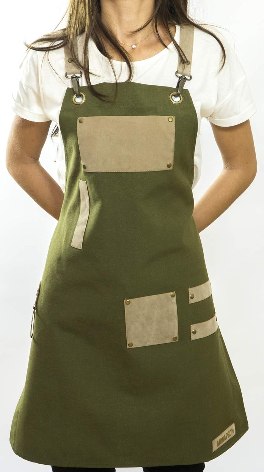 Men and Women Apron for Kitchen, Gardening, Artist, Chef, Work | Canvas, Waterproof, Adjustable Straps Unisex