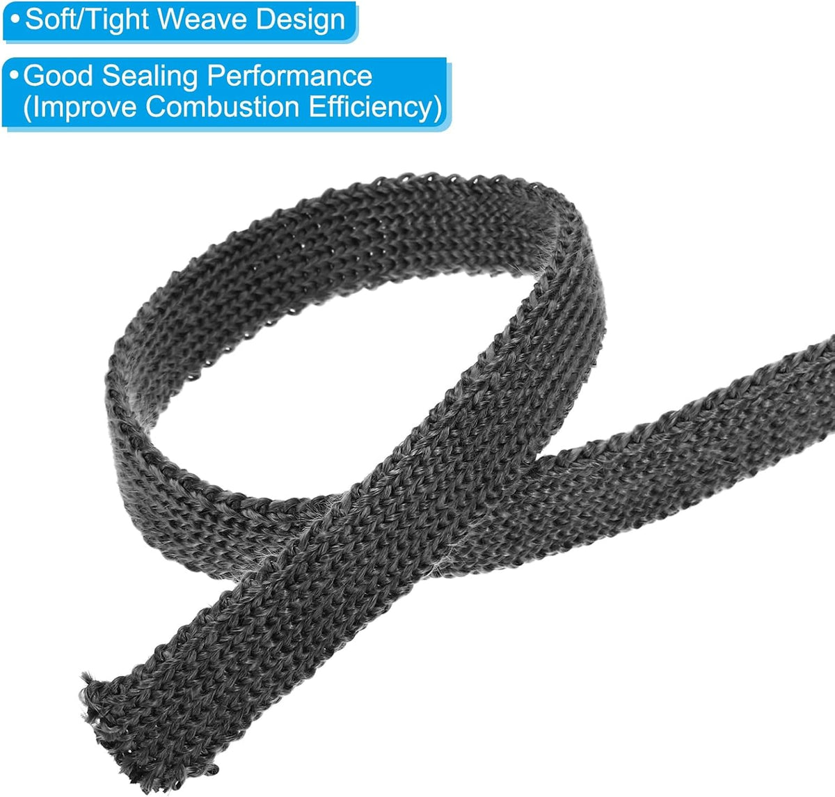 PATIKIL Wood Stove Gasket, 2Pcs 13/16" x 1/8" x 73" Flat Graphite Fiberglass High-Temperature Resistance Seal Rope for Stoves Fireplace Door, Black