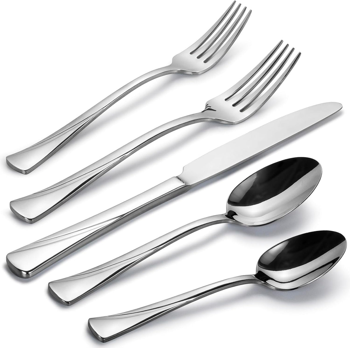 Alata Alice 40-Piece Silverware Set Stainless Steel Flatware Set,Service for 8,Mirror Polished Cutlery Set,Dishwasher Safe