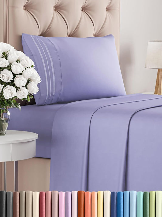 Twin XL Size 3 Piece Sheet Set - Comfy Breathable & Cooling Bed Sheets Set - Hotel Luxury Bedding for Women, Men, Kids, Teens, Boys & Girls - Deep Pockets, Soft and Wrinkle Free - Oeko-Tex - Lavender