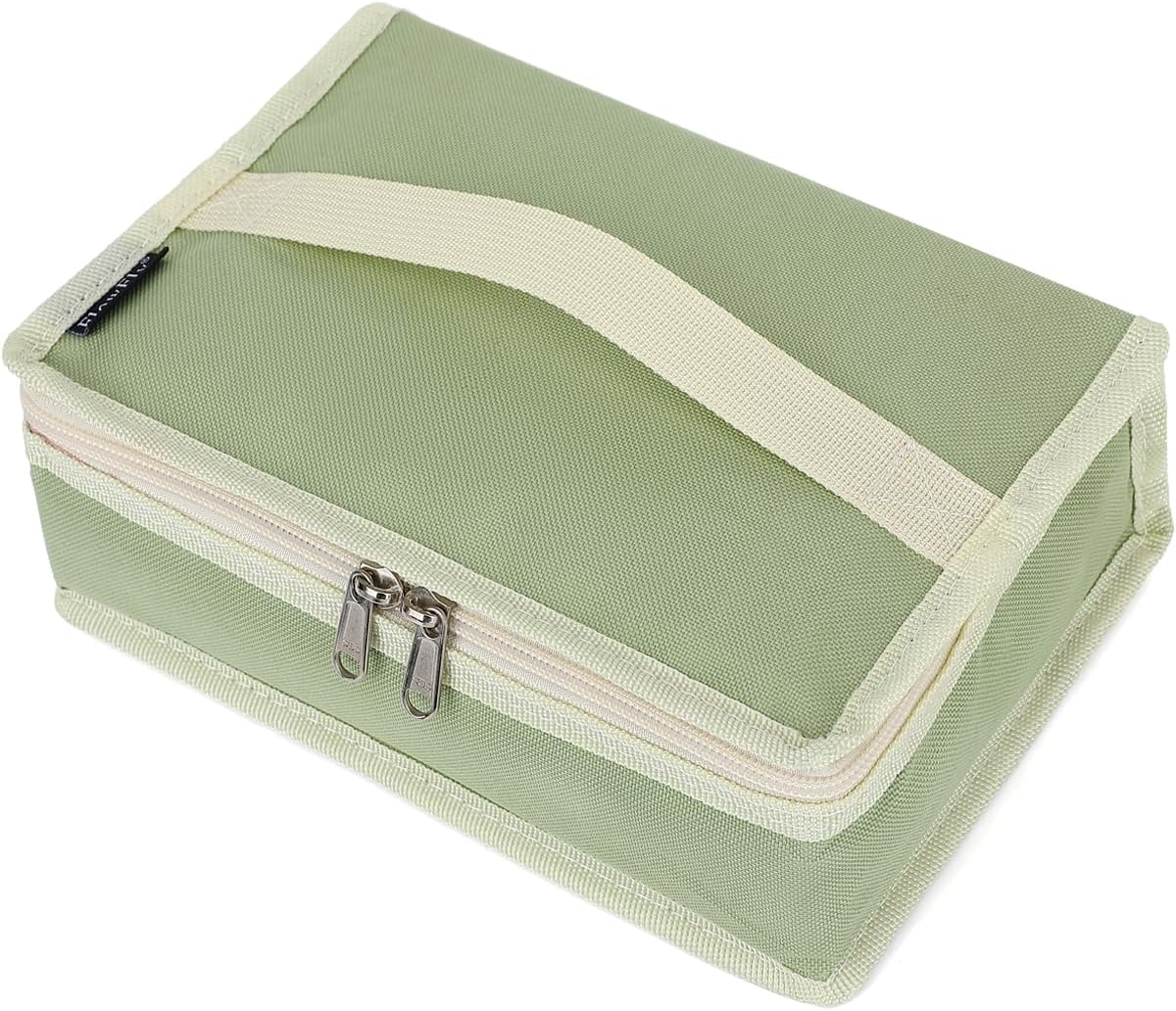 FlowFly Small Insulated Lunch box Portable Soft Bag Mini Cooler Thermal Meal Tote Kit with Handle for Work & School, Light Matcha