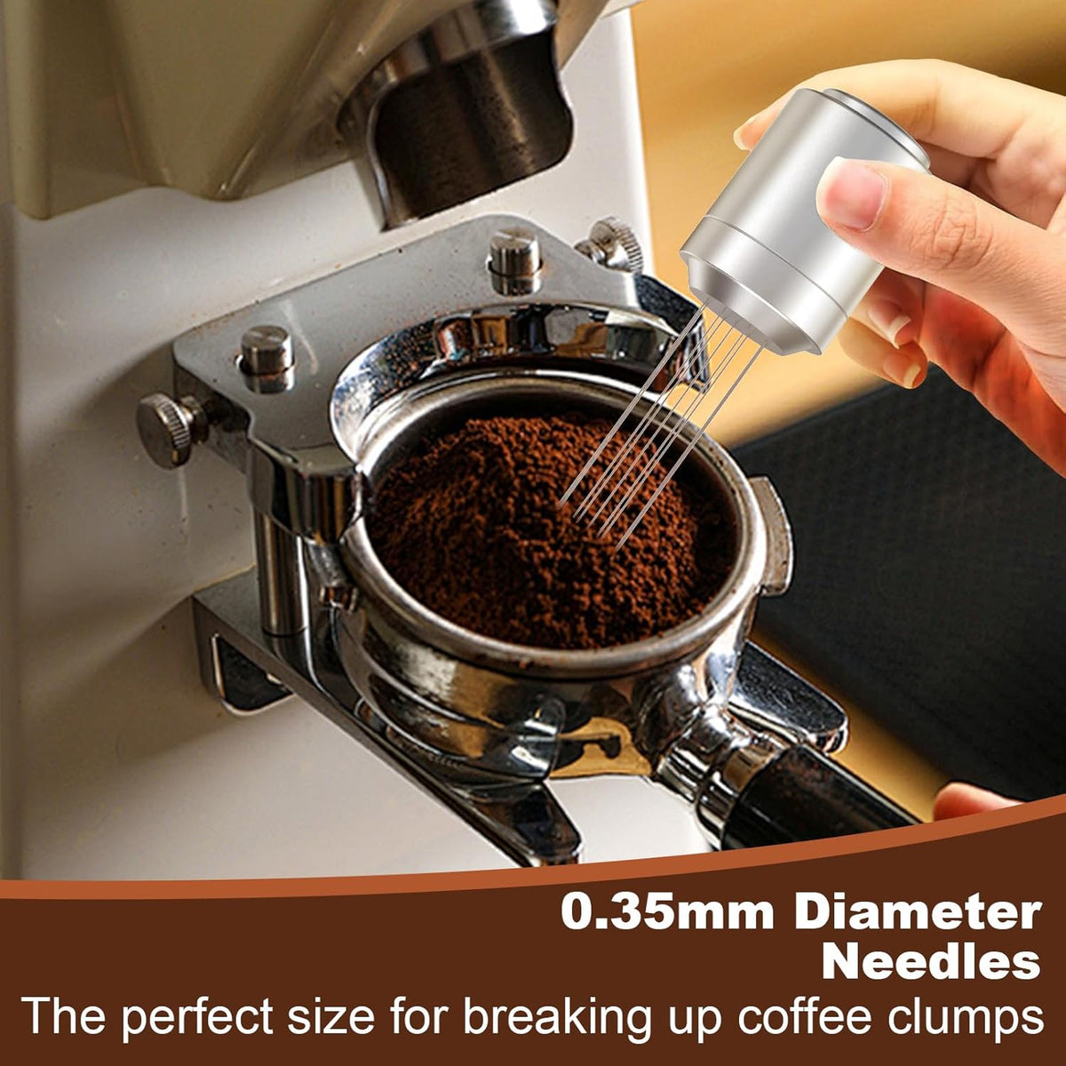 WDT Espresso Distribution Tools Espresso Stirrer Tool WDT Coffee Distributor for Barista Espresso Machine Accessories 9*0.35mm Espresso Grounds Stirrer with Extra 9 Replaceable Needles,Silver