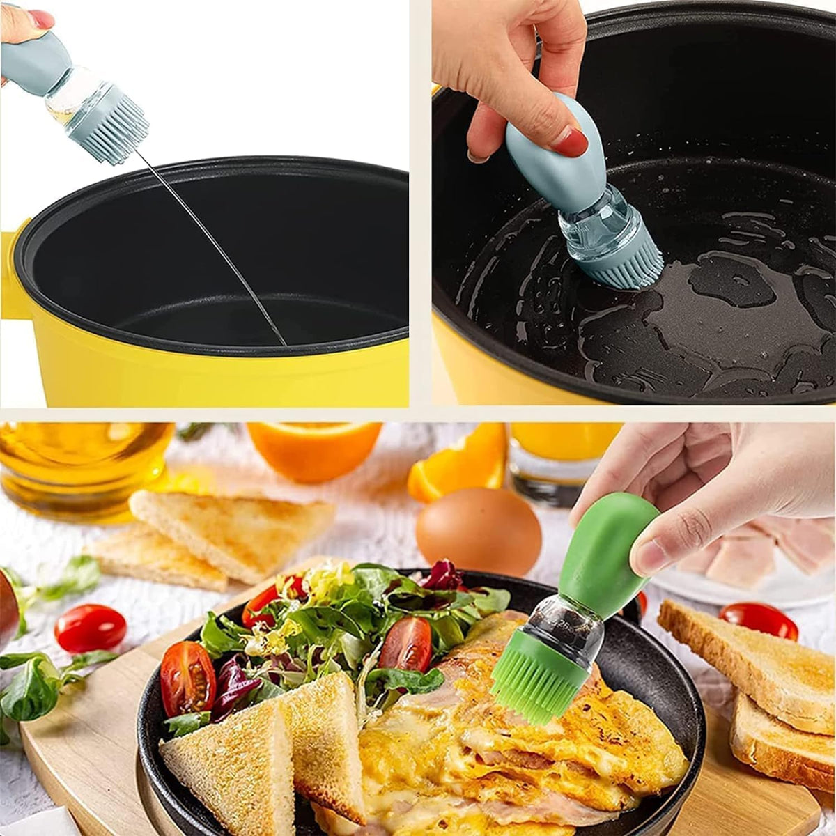 Oil Dispenser with Brush-2Pack 7oz/200ML 2 IN 1 Glass Cooking Oil Dispenser Bottle with Silicone Basting Brush for Kitchen, Oil Storage and Container for Cooking BBQ, Vinegar, Sauce, Air Fryer- Orange