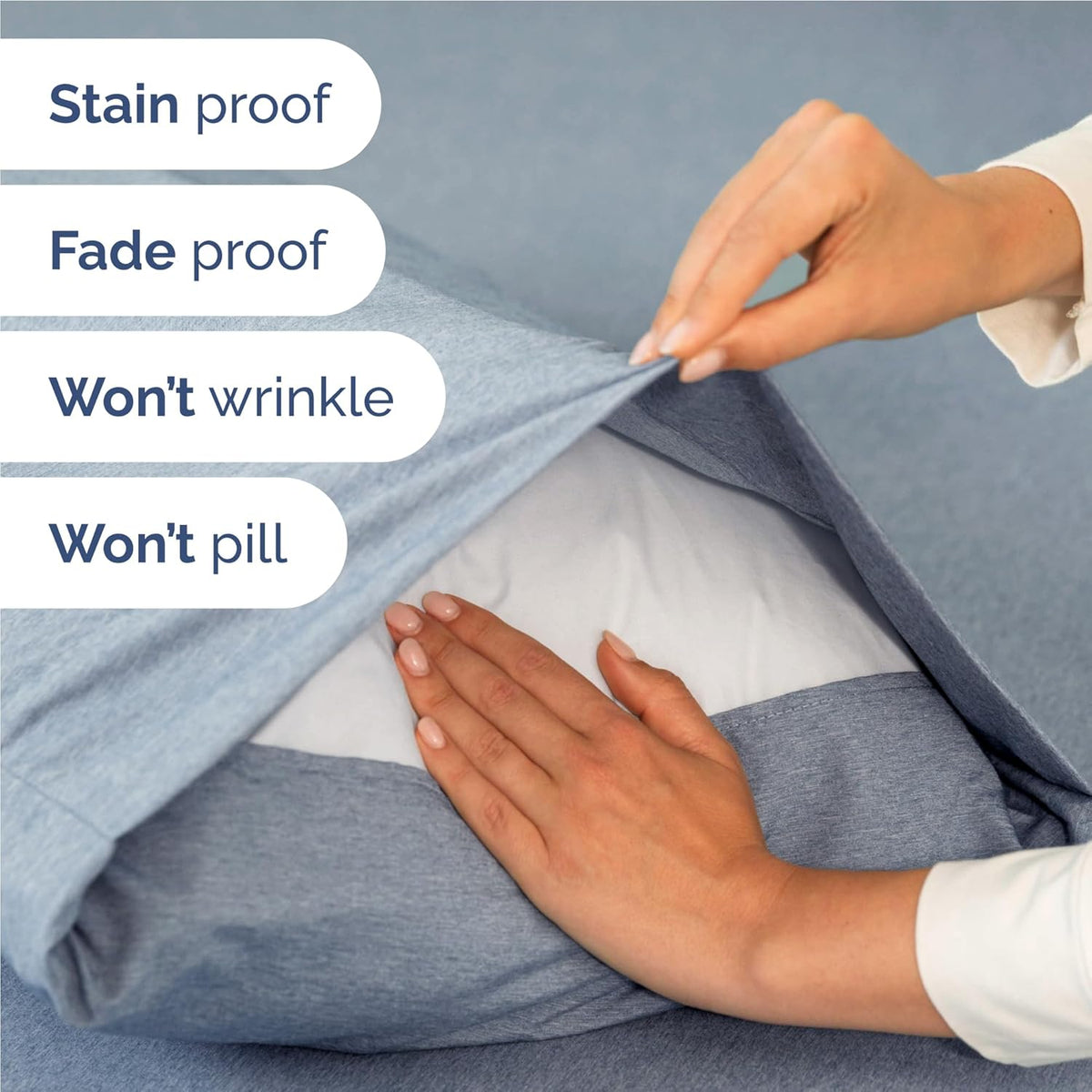 Twin XL Size 3 Piece Sheet Set - Comfy Breathable & Cooling Bed Sheets Set - Hotel Luxury Bedding for Women, Men, Kids, Teens, Boys & Girls - Deep Pockets and Wrinkle Free - Blue (Heathered Sheets)